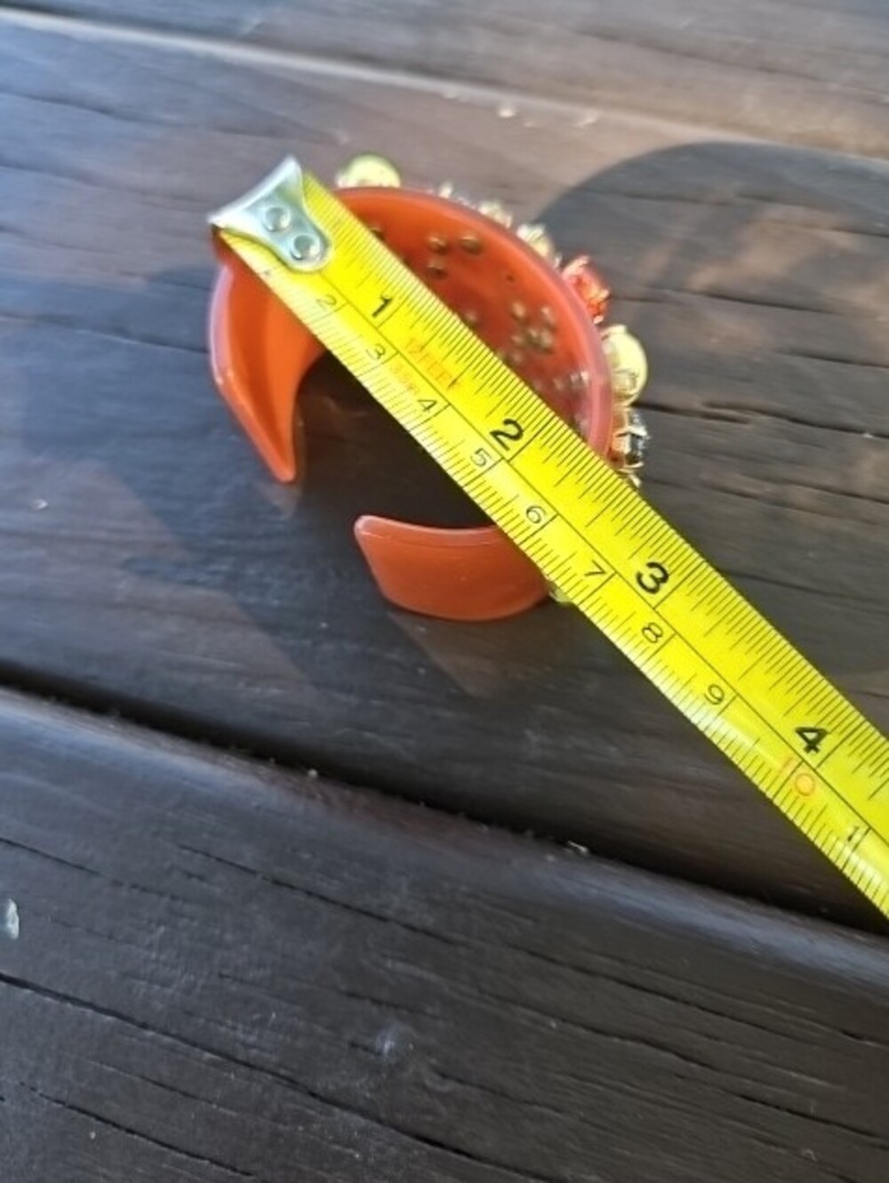 J.  Crew Vibrant Orange Jeweled Statement Cuff Bracelet - Picture 5 of 8